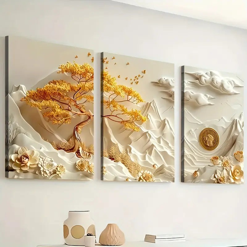 3pcs Abstract Light Luxury Wind Mountain Landscape Art Wall Art Set Canvas Framed 40x60cm - High Quality Print 100% Australian Made Wall Canvas Ready to Hang