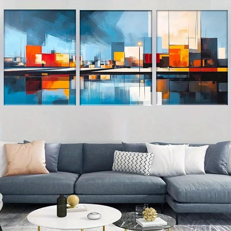 3pcs Art Deco Modern Glam Geometric Urban  Wall Art Set Canvas Framed 40x60cm - High Quality Print 100% Australian Made Wall Canvas Ready to Hang
