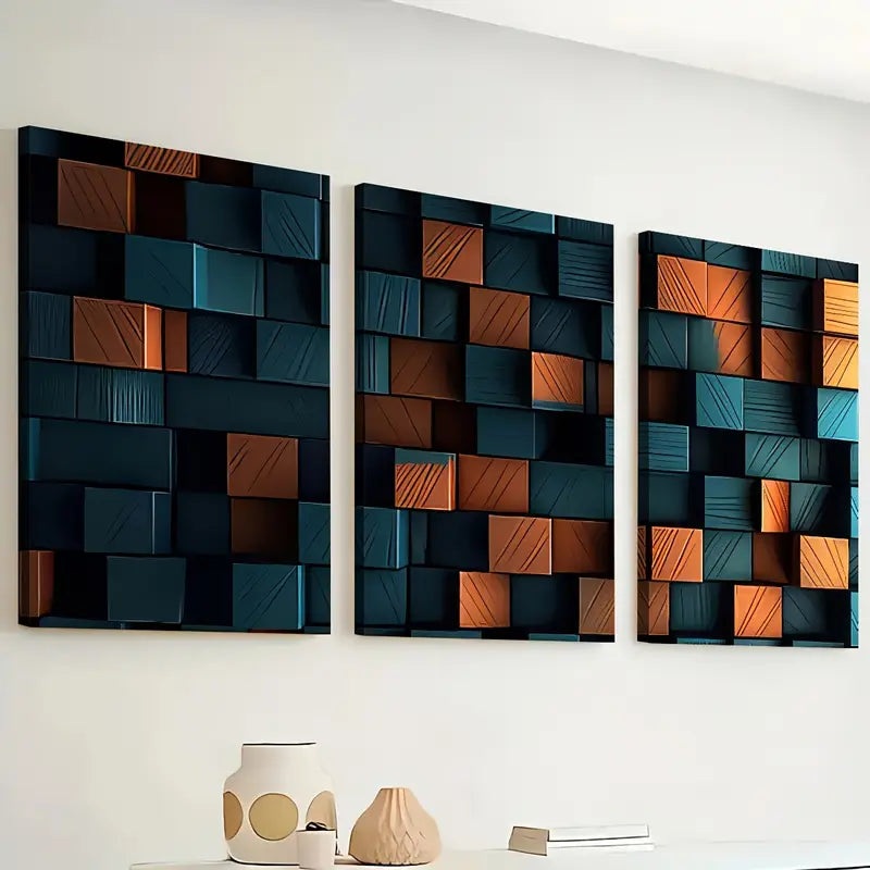 3pcs Fashion Abstract Irregular Graphic Art Wall Art Set Canvas Framed 40x60cm - High Quality Print 100% Australian Made Wall Canvas Ready to Hang