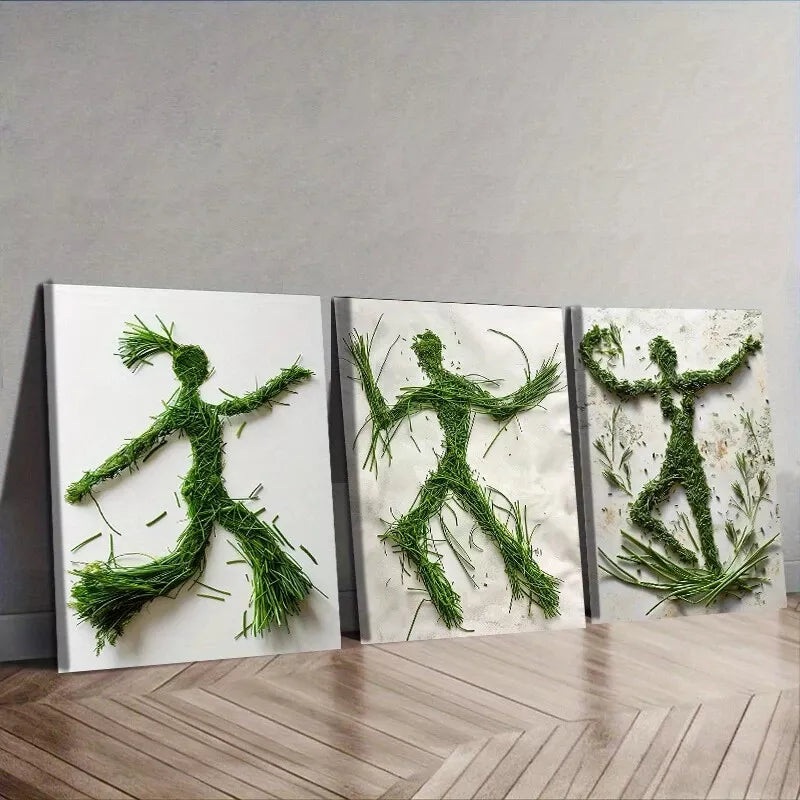 3pcs Dancing In The Shape Greenery Wall Art Set Canvas Framed 40x60cm - High Quality Print 100% Australian Made Wall Canvas Ready to Hang