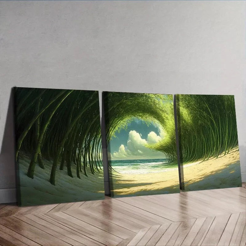 3pcs Depicting a Figure in a Forest by a Lake  Wall Art Set Canvas Framed 40x60cm - High Quality Print 100% Australian Made Wall Canvas Ready to Hang