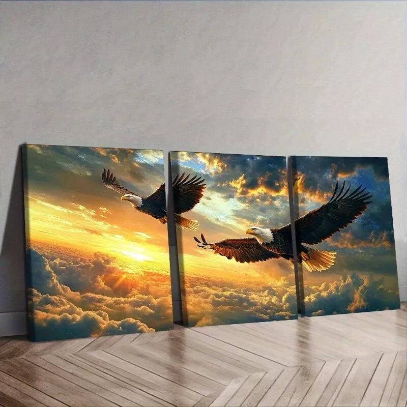 3pcs Eagle Framed Canvas Sky Nature  Wall Art Set Canvas Framed 40x60cm - High Quality Print 100% Australian Made Wall Canvas Ready to Hang