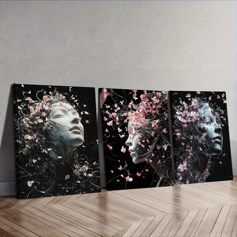 3pcs Ethereal Figure In Dark Background Wall Art Set Canvas Framed 40x60cm - High Quality Print 100% Australian Made Wall Canvas Ready to Hang