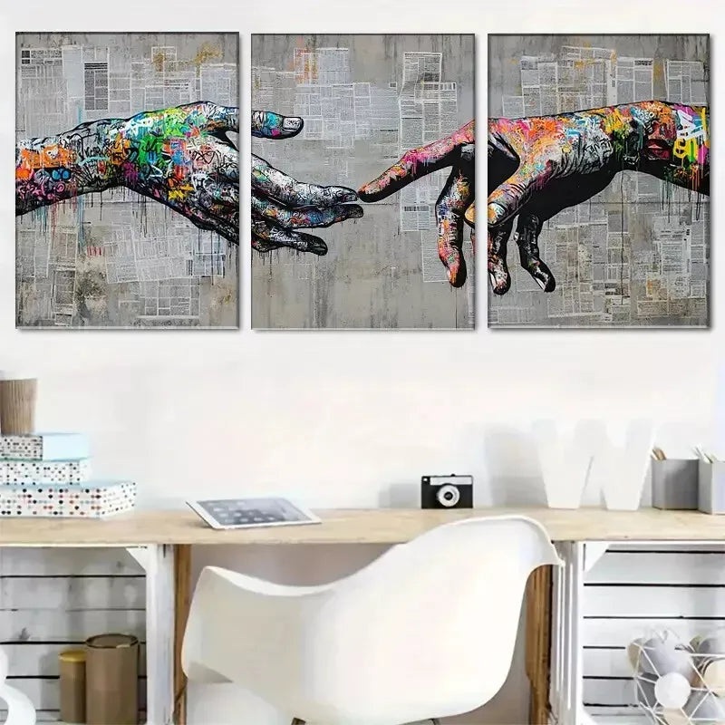 3pcs   Graffiti-Inspired Creation Wrapped Wall Art Set Canvas Framed 40x60cm - High Quality Print 100% Australian Made Wall Canvas Ready to Hang