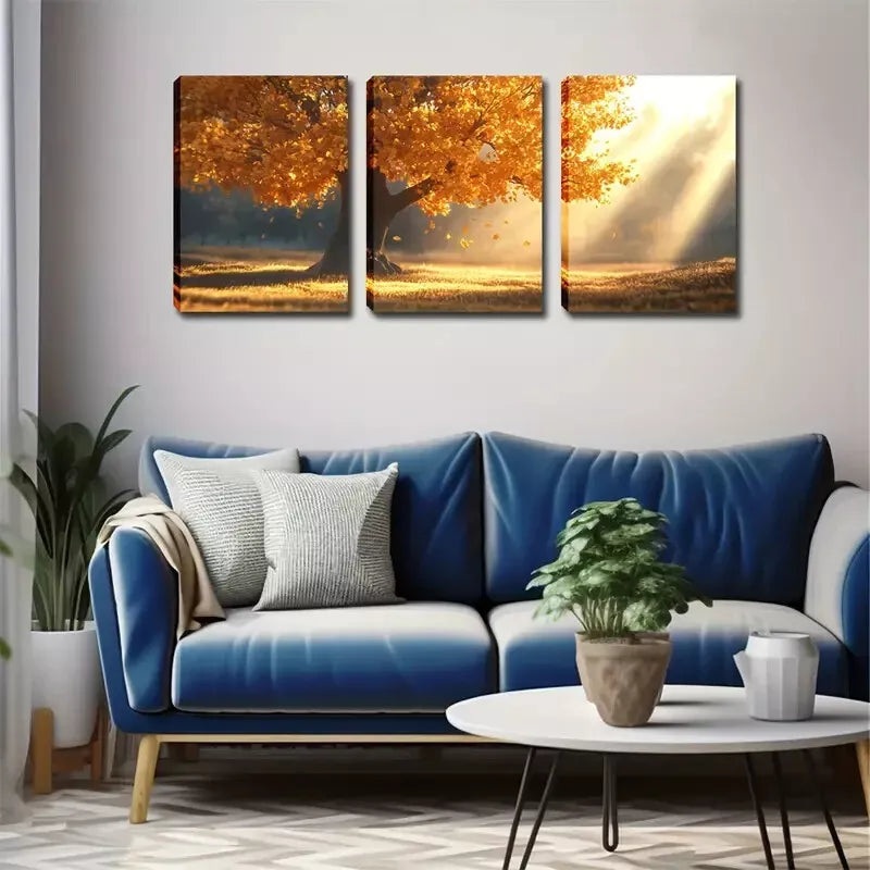 3pcs A Magnificent Tree In The Sun, Wall Art Set Canvas Framed 40x60cm - High Quality Print 100% Australian Made Wall Canvas Ready to Hang