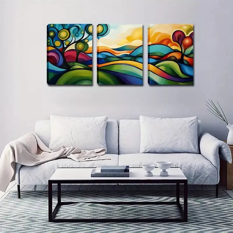 3pcs Abstract and Interesting Mountain Forest Wall Art Set Canvas Framed 40x60cm - High Quality Print 100% Australian Made Wall Canvas Ready to Hang