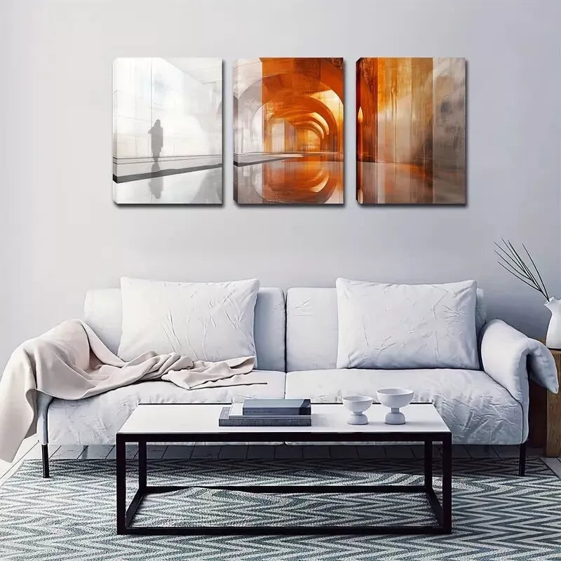 3pcs  Abstract Architecture And People  Wall Art Set Canvas Framed 40x60cm - High Quality Print 100% Australian Made Wall Canvas Ready to Hang