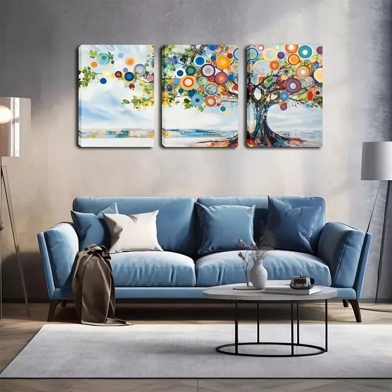 3pcs  Abstract Very Dense Tree Wall Art Set Canvas Framed 40x60cm - High Quality Print 100% Australian Made Wall Canvas Ready to Hang