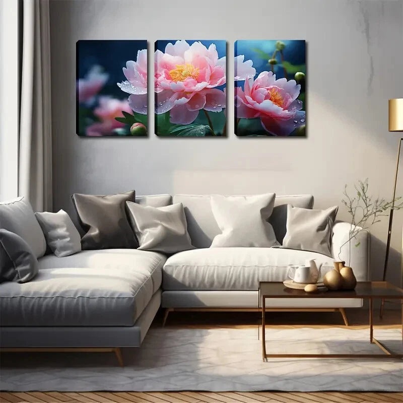 3pcs Beautiful Flowers In Bloom Wall Art Set Canvas Framed 40x60cm - High Quality Print 100% Australian Made Wall Canvas Ready to Hang