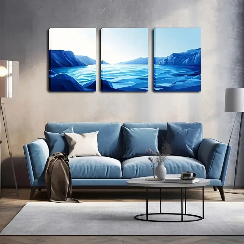 3pcs Blue Sky And White Cloud Ocean, Wall Art Set Canvas Framed 40x60cm - High Quality Print 100% Australian Made Wall Canvas Ready to Hang