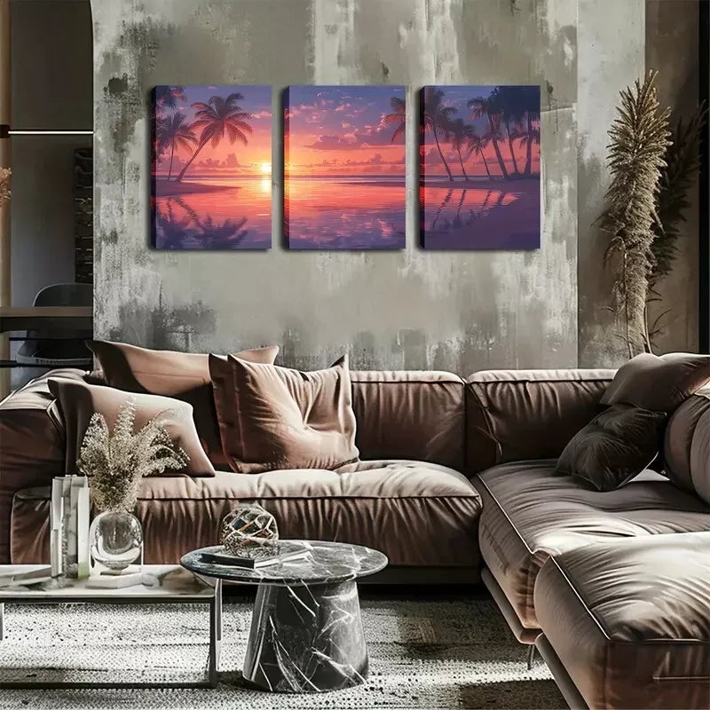 3pcs  Casual Romance, Relaxing Beaches   Wall Art Set Canvas Framed 40x60cm - High Quality Print 100% Australian Made Wall Canvas Ready to Hang