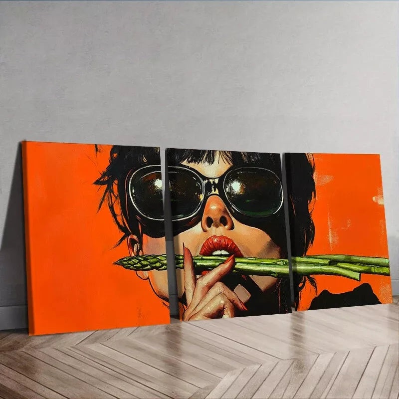 3pcs Design with Bold Colors & Fashion Glasses Wall Art Set Canvas Framed 40x60cm - High Quality Print 100% Australian Made Wall Canvas Ready to Hang