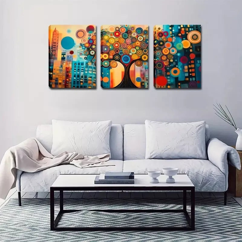 3pcs Exquisite Design, Abstract City, Abstract Wall Art Set Canvas Framed 40x60cm - High Quality Print 100% Australian Made Wall Canvas Ready to Hang
