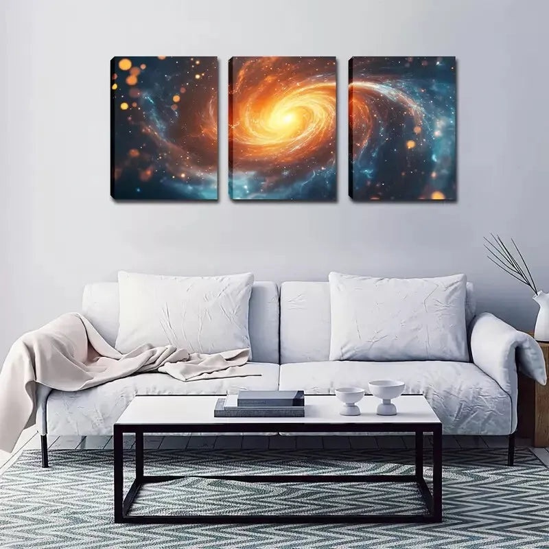 3pcs  Galaxy Wall Art - Vibrant Cosmic Wall Art Set Canvas Framed 40x60cm - High Quality Print 100% Australian Made Wall Canvas Ready to Hang