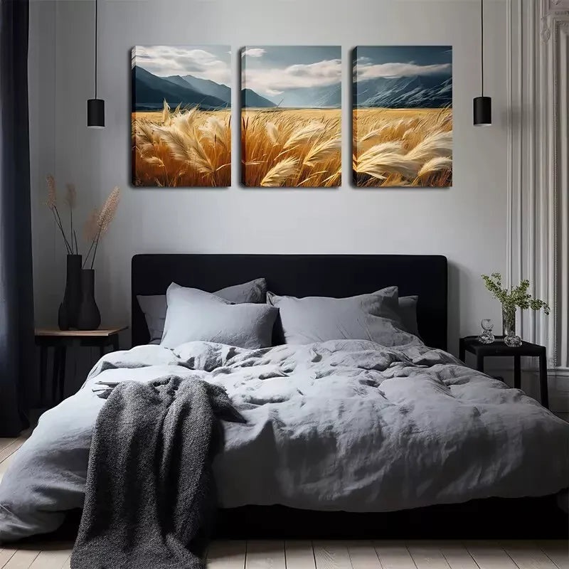 3pcs  Good Luck Products, Autumn Weeds Wall Art Set Canvas Framed 40x60cm - High Quality Print 100% Australian Made Wall Canvas Ready to Hang