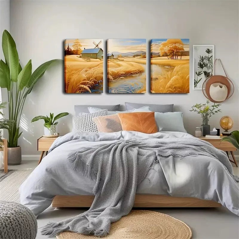 3pcs  Laid-Back Country Scenery Wall Art Set Canvas Framed 40x60cm - High Quality Print 100% Australian Made Wall Canvas Ready to Hang