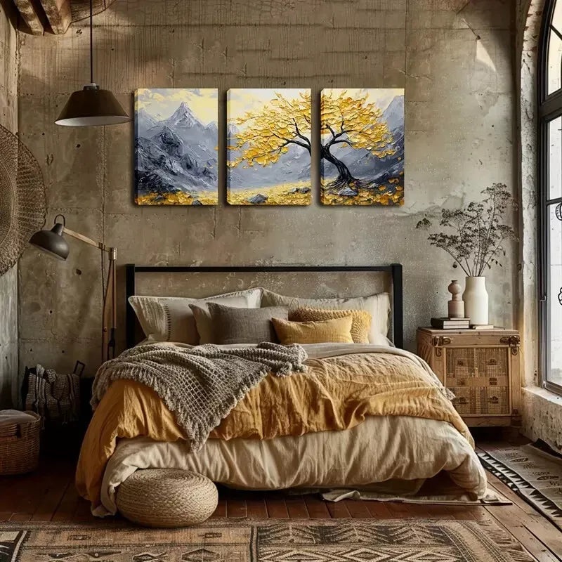 3pcs  Rustic Mountain Landscape Triptych  Wall Art Set Canvas Framed 40x60cm - High Quality Print 100% Australian Made Wall Canvas Ready to Hang
