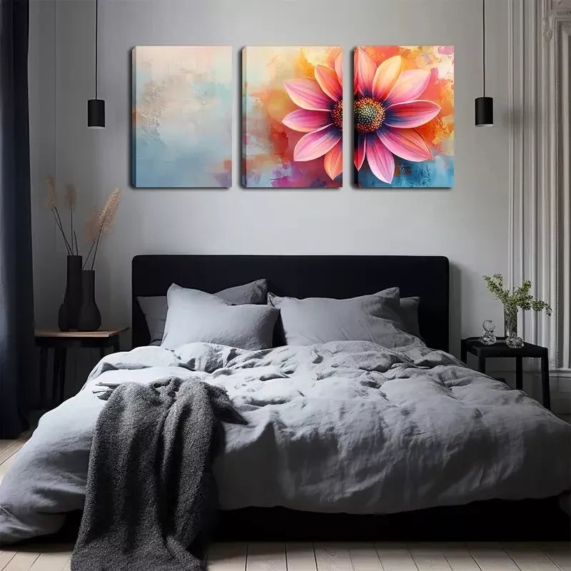 3pcs   A Pink Flower Wall Art Set Canvas Framed 40x60cm - High Quality Print 100% Australian Made Wall Canvas Ready to Hang