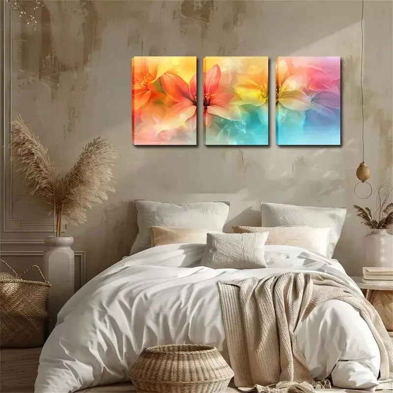 3pcs Attractive Decorations, Hazy Lilies Wall Art Set Canvas Framed 40x60cm - High Quality Print 100% Australian Made Wall Canvas Ready to Hang