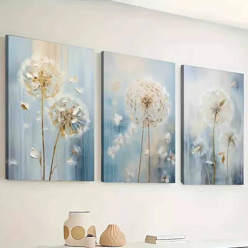 3pcs  Beautiful Abstract Stunning Dandelions Wall Art Set Canvas Framed 40x60cm - High Quality Print 100% Australian Made Wall Canvas Ready to Hang