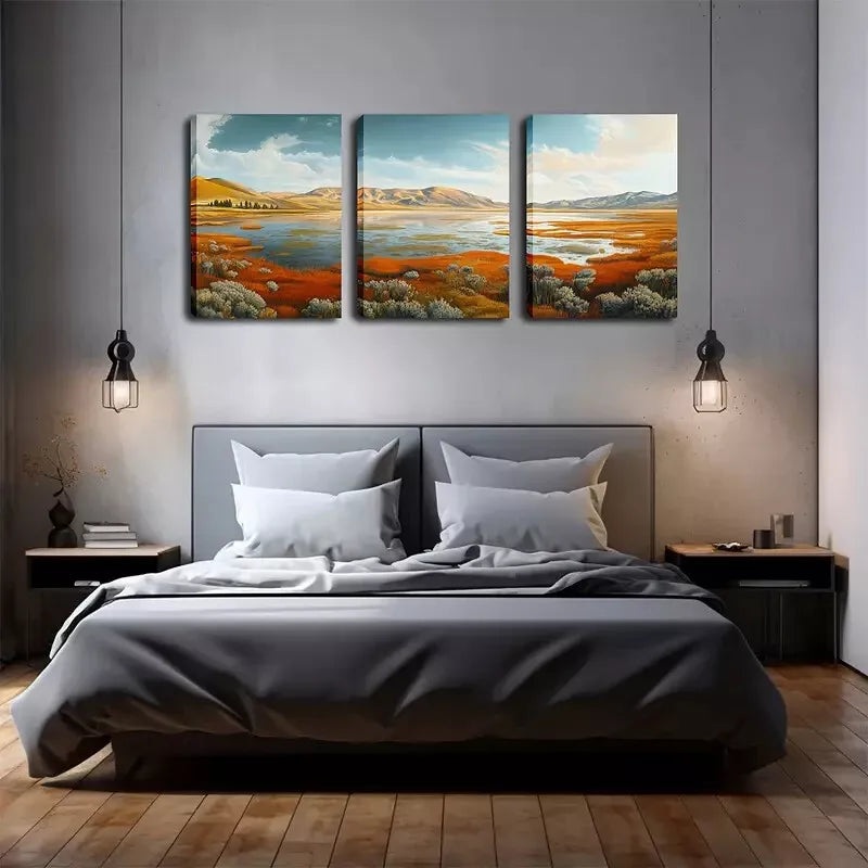 3pcs Decoration, Swamp In The Desert Wall Art Set Canvas Framed 40x60cm - High Quality Print 100% Australian Made Wall Canvas Ready to Hang