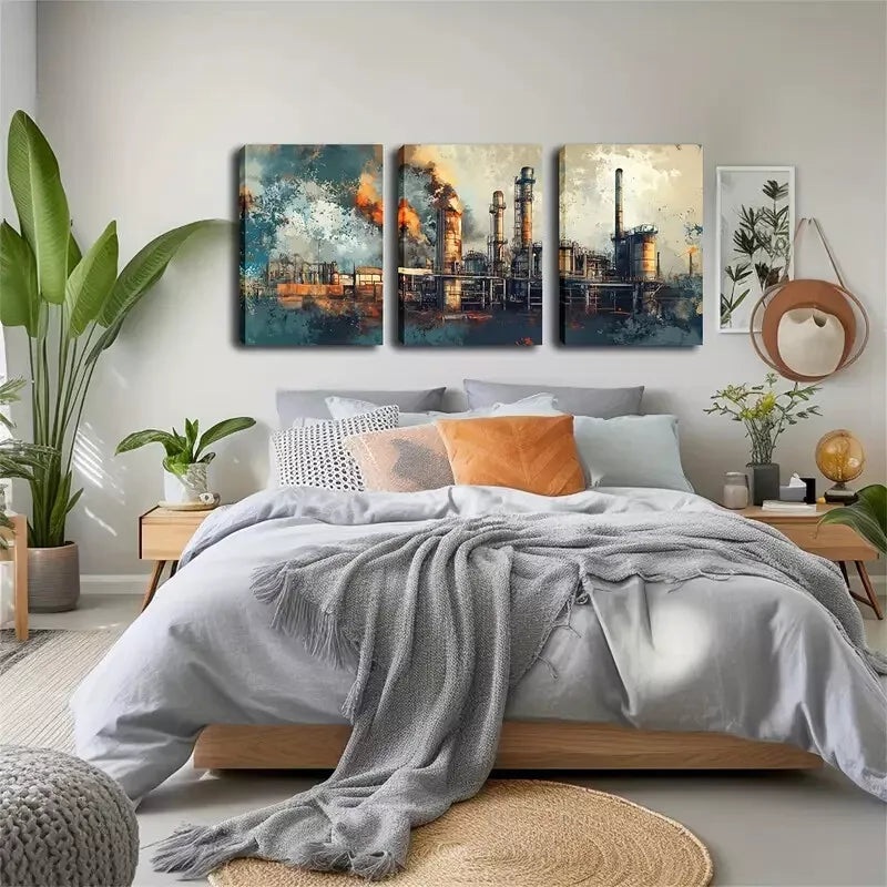 3pcs  During The Industrial Revolution,  Wall Art Set Canvas Framed 40x60cm - High Quality Print 100% Australian Made Wall Canvas Ready to Hang