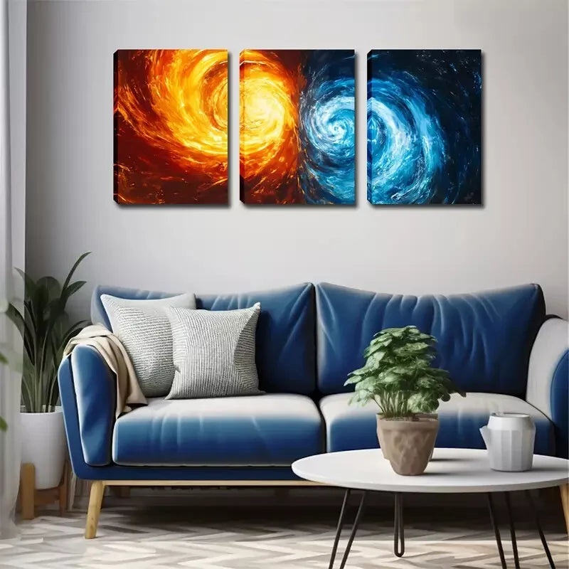 3pcs Exquisite Design, Yang and Yang, Galaxy Wall Art Set Canvas Framed 40x60cm - High Quality Print 100% Australian Made Wall Canvas Ready to Hang