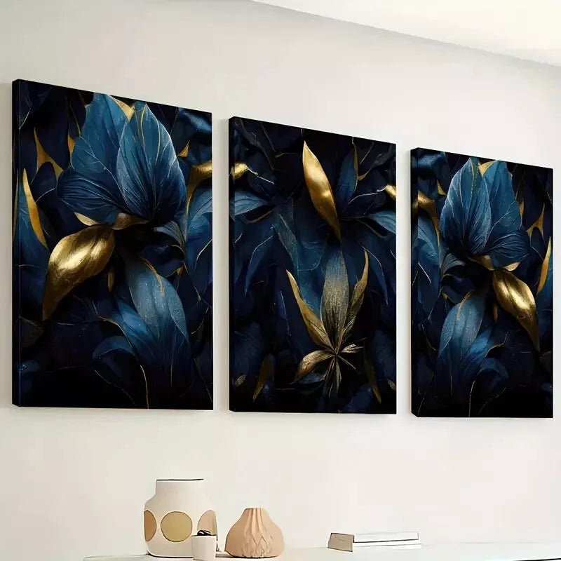 3pcs  Featuring a Dark Gothic Floral Design Wall Art Set Canvas Framed 40x60cm - High Quality Print 100% Australian Made Wall Canvas Ready to Hang