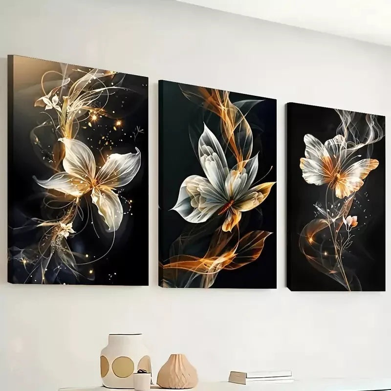 3pcs Featuring Abstract Butterfly Line Prints  Wall Art Set Canvas Framed 40x60cm - High Quality Print 100% Australian Made Wall Canvas Ready to Hang