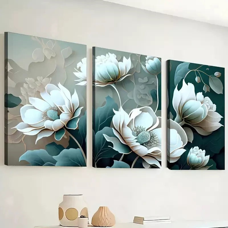 3pcs Featuring Abstract Floral Stunning Print    Wall Art Set Canvas Framed 40x60cm - High Quality Print 100% Australian Made Wall Canvas Ready to Hang