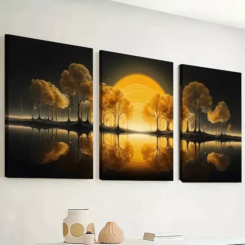 3pcs Featuring Sunset Scenery And Sunset Prints Wall Art Set Canvas Framed 40x60cm - High Quality Print 100% Australian Made Wall Canvas Ready to Hang