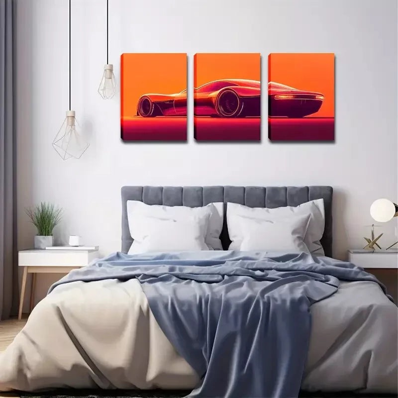 3pcs Future Car Wall Art Set Canvas Framed 40x60cm - High Quality Print 100% Australian Made Wall Canvas Ready to Hang