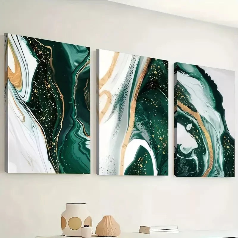 3pcs  Marble Patterned Abstract Ink Wall Art Set Canvas Framed 40x60cm - High Quality Print 100% Australian Made Wall Canvas Ready to Hang