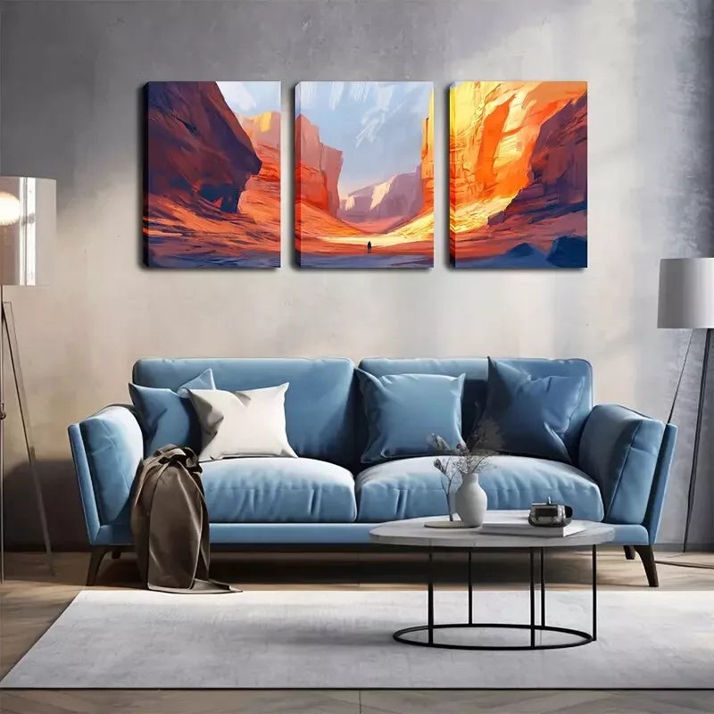 3pcs  Red Mountain, Exquisite Wall Art Set Canvas Framed 40x60cm - High Quality Print 100% Australian Made Wall Canvas Ready to Hang