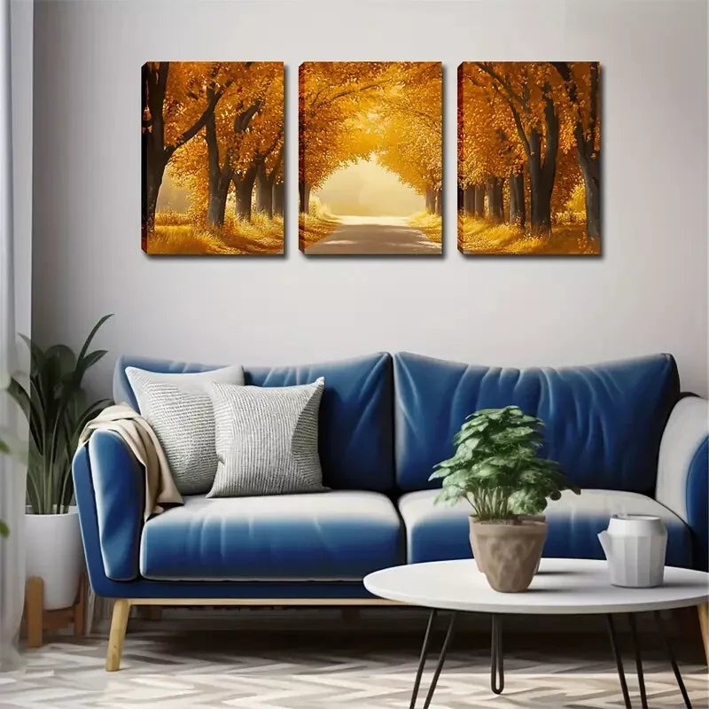 3pcs  Romantic Autumn Forest Scene Wall Art Set Canvas Framed 40x60cm - High Quality Print 100% Australian Made Wall Canvas Ready to Hang