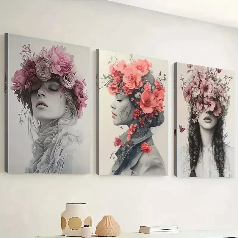 3pcs  Simple Style Prints with Women'S Faces   Wall Art Set Canvas Framed 40x60cm - High Quality Print 100% Australian Made Wall Canvas Ready to Hang