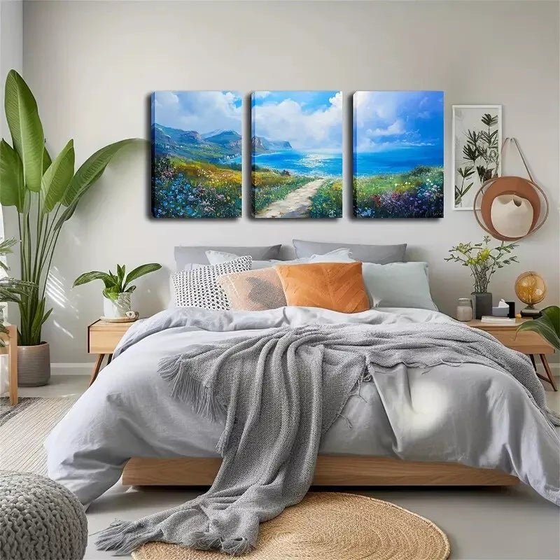 3pcs  Spring Shoreline, Fine Wall Art Set Canvas Framed 40x60cm - High Quality Print 100% Australian Made Wall Canvas Ready to Hang