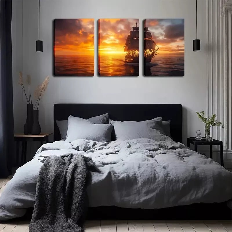 3pcs  Vibrant Seascape Painting  Wall Art Set Canvas Framed 40x60cm - High Quality Print 100% Australian Made Wall Canvas Ready to Hang