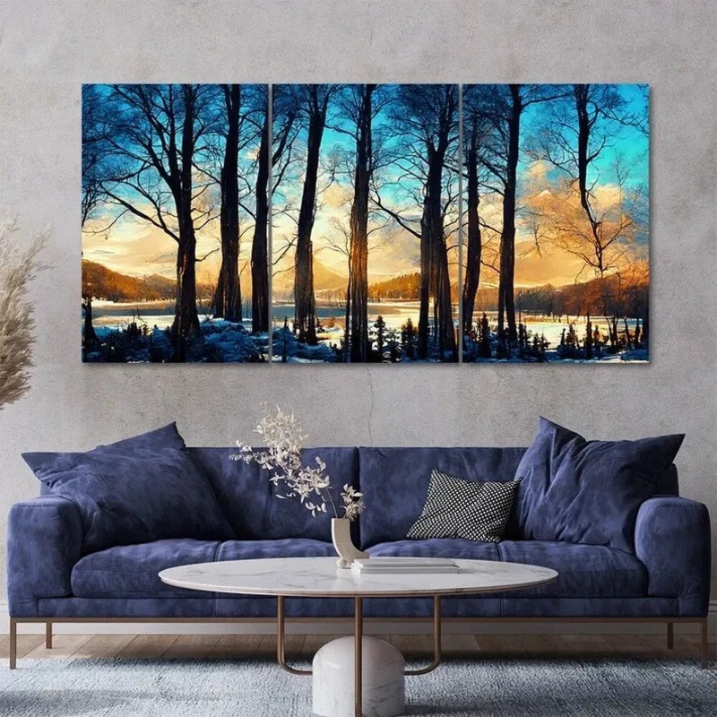 3 Piece Winter Tree Landscape Painting Style Canvas Framed 40x60cm - High Quality Print 100% Australian Made Wall Canvas Ready to Hang (Copy)