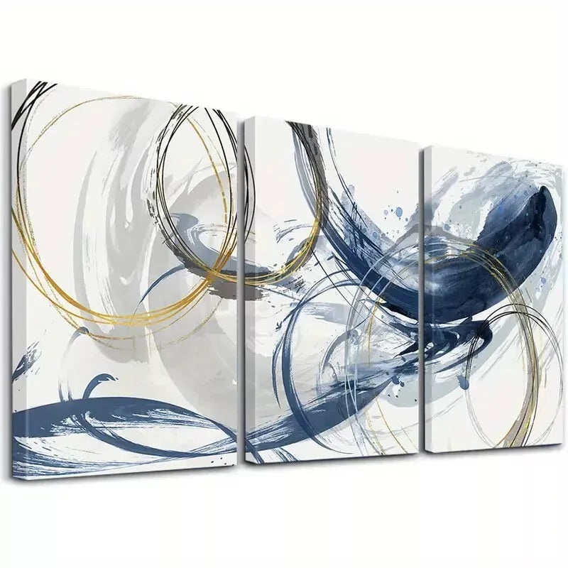 3pcs Abstract Blue Texture Wall Art Set Canvas Framed 40x60cm - High Quality Print 100% Australian Made Wall Canvas Ready to Hang