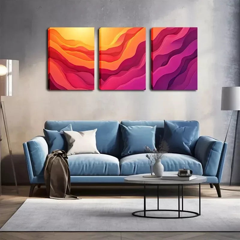 3pcs Abstract Mountain Landscape  Wall Art Set Canvas Framed 40x60cm - High Quality Print 100% Australian Made Wall Canvas Ready to Hang