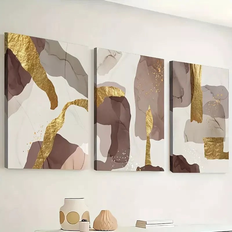 3pcs Abstract Print in a Light Luxury Style Wall Art Set Canvas Framed 40x60cm - High Quality Print 100% Australian Made Wall Canvas Ready to Hang