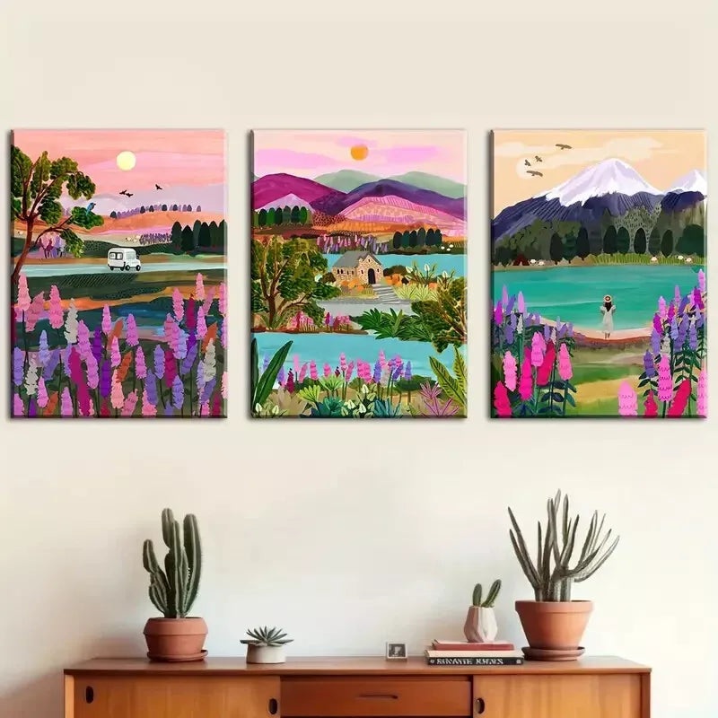 3pcs Artistic Landscape Abstract Canvas Framed 40x60cm - High Quality Print 100% Australian Made Wall Canvas Ready to Hang