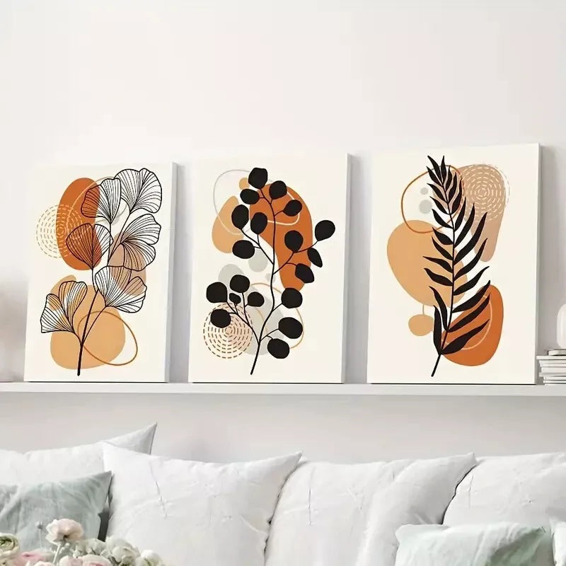 3pcs Bohemian Floral Canvas Framed 40x60cm - High Quality Print 100% Australian Made Wall Canvas Ready to Hang