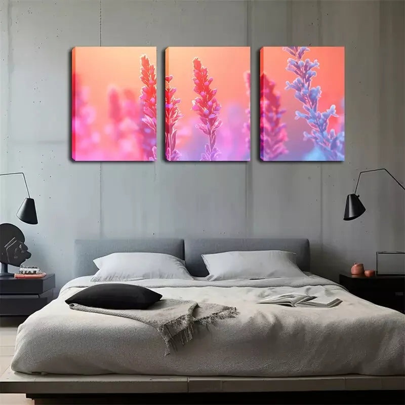 3pcs Decoration, Colorful Flowers Wall Art Set Canvas Framed 40x60cm - High Quality Print 100% Australian Made Wall Canvas Ready to Hang