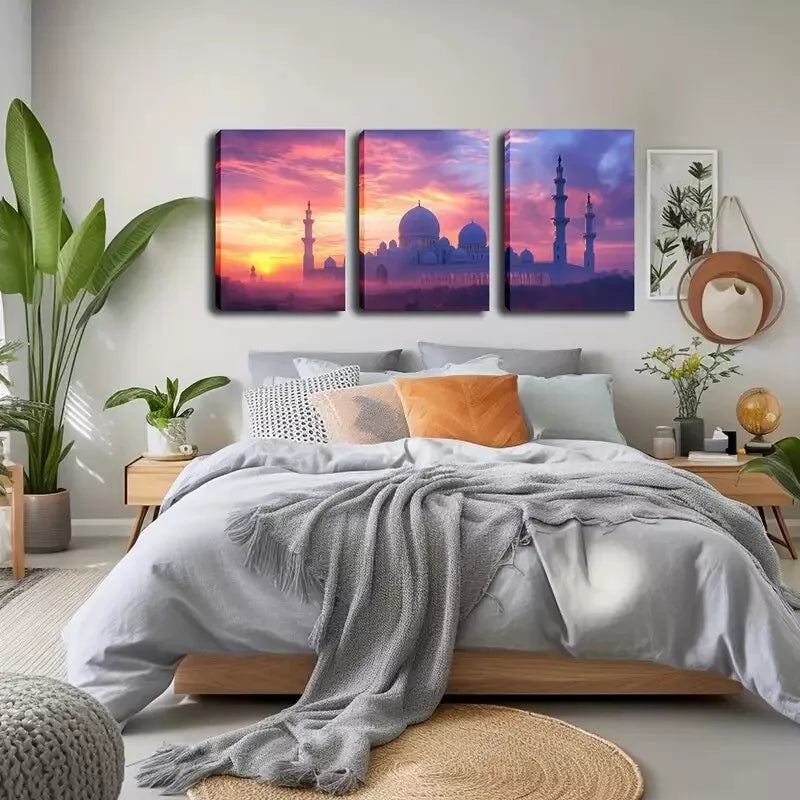 3pcs   Magical Religious Landmark Wall Art Set Canvas Framed 40x60cm - High Quality Print 100% Australian Made Wall Canvas Ready to Hang