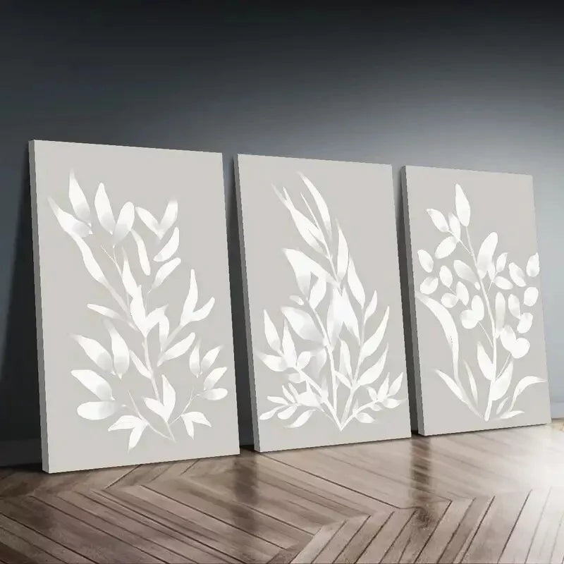 3pcs Abstract Botanical Watercolor Boho Chic Canvas Framed 40x60cm - High Quality Print 100% Australian Made Wall Canvas Ready to Hang