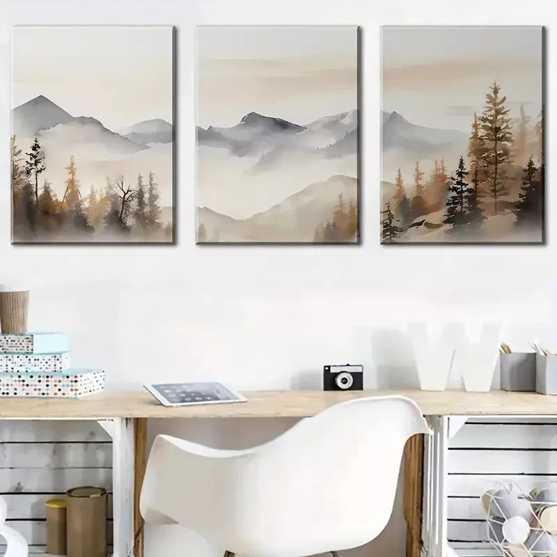 3pcs Abstract Forest Canvas Framed 40x60cm - High Quality Print 100% Australian Made Wall Canvas Ready to Hang
