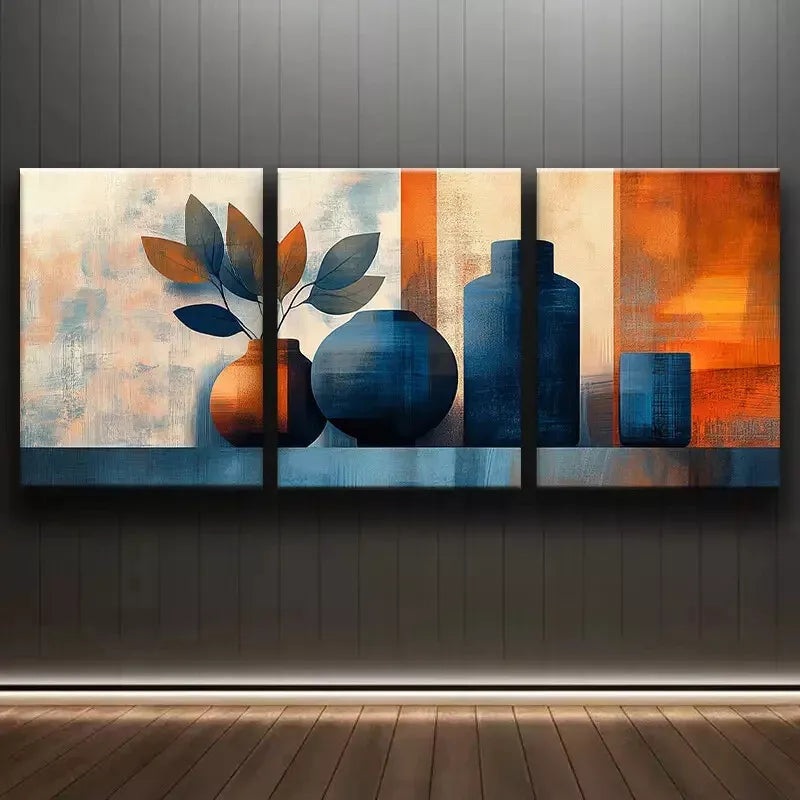3pcs Abstract Vase Canvas Framed 40x60cm - High Quality Print 100% Australian Made Wall Canvas Ready to Hang