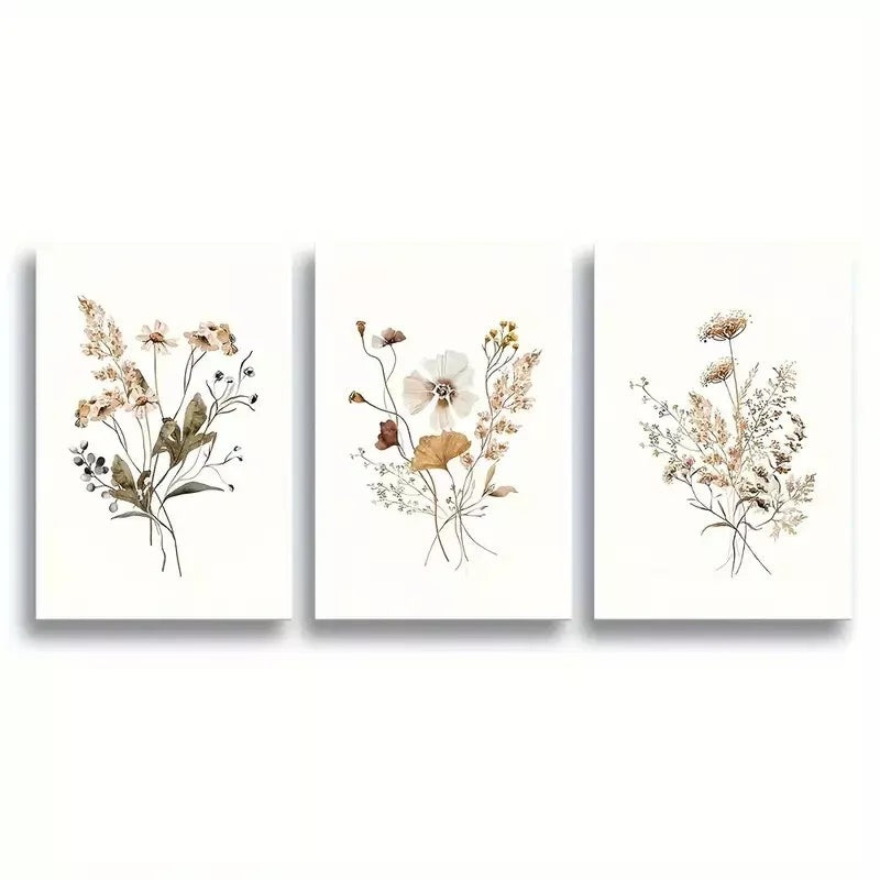 3pcs Boho Botanical with Vintage Green Leaves Canvas Framed 40x60cm - High Quality Print 100% Australian Made Wall Canvas Ready to Hang
